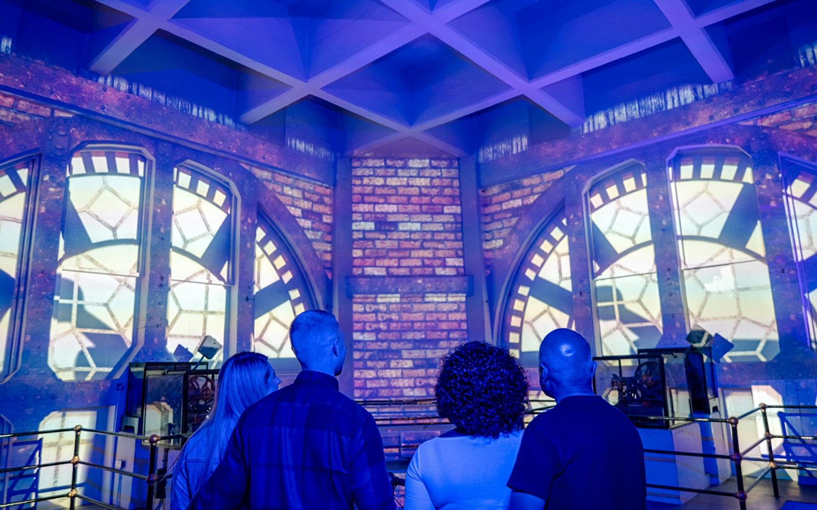 Guests viewing clock tower interior at Royal Liver Building, Liverpool.