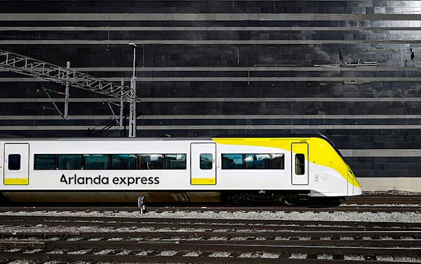 Arlanda Express train at Stockholm underground station.