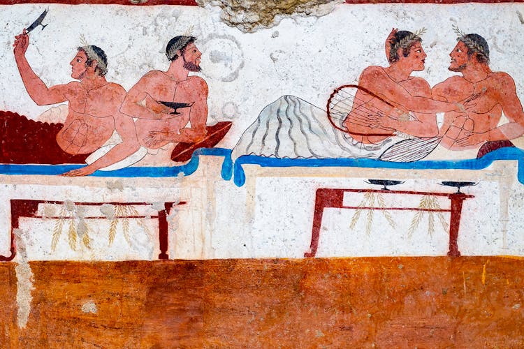 Symposium scenes fresco at Paestum