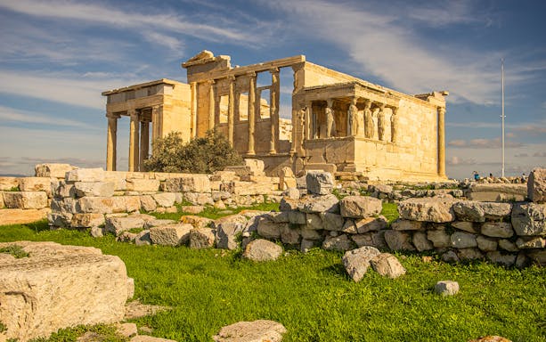 Erechtheion temple on the Acropolis, Athens, featured in a half-day private tour.