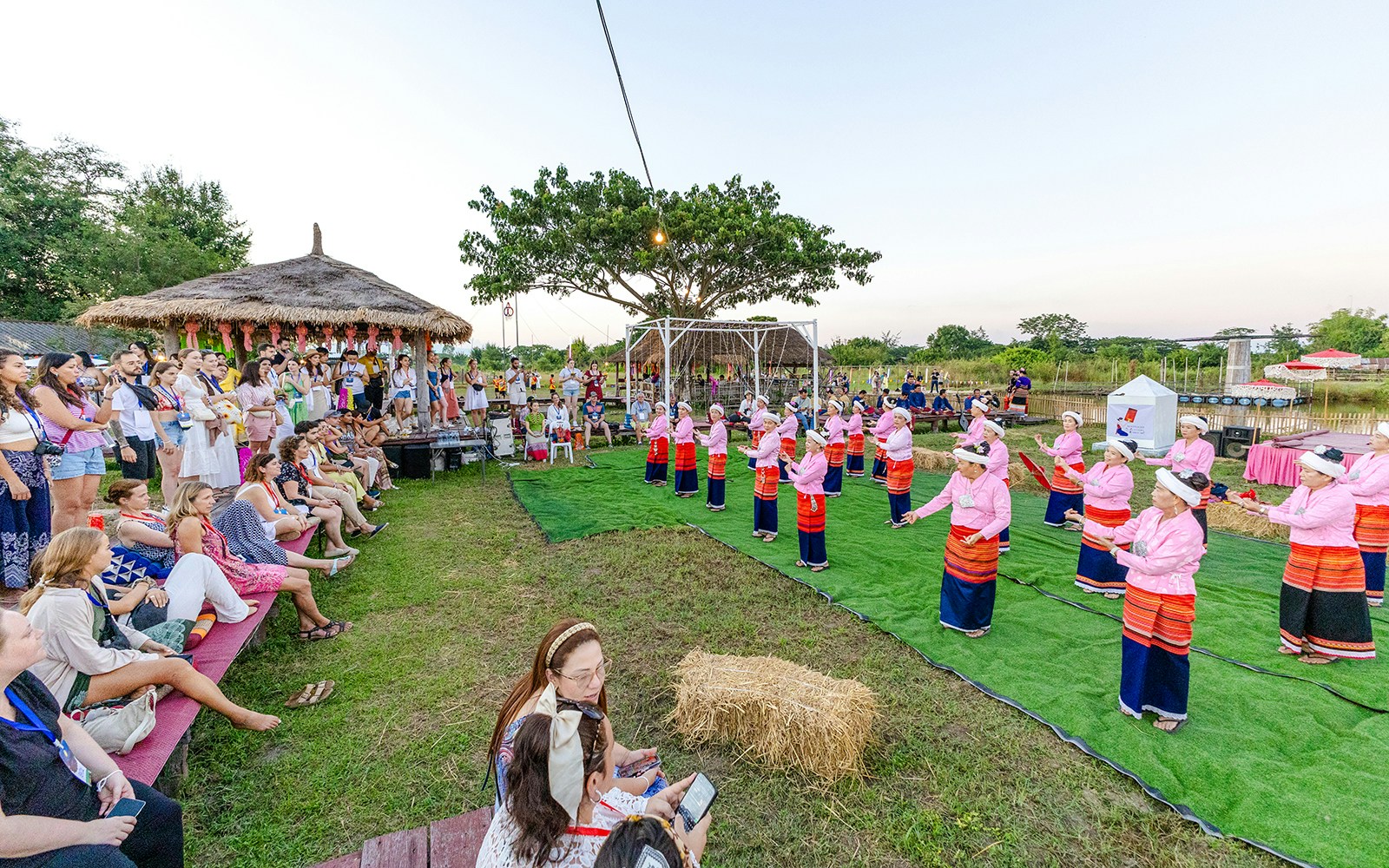 Traditional Thai dancers performing at Yi Peng and Loy Krathong Festival 2025, Chiang Mai.