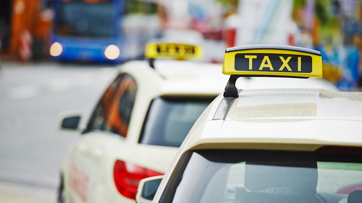 Taxis waiting near Phillip Island Nature Parks entrance.