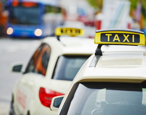Taxis waiting near Phillip Island Nature Parks entrance.