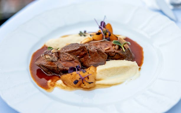 Gourmet dish served during Sky Bar Prague Aperitivo tour.