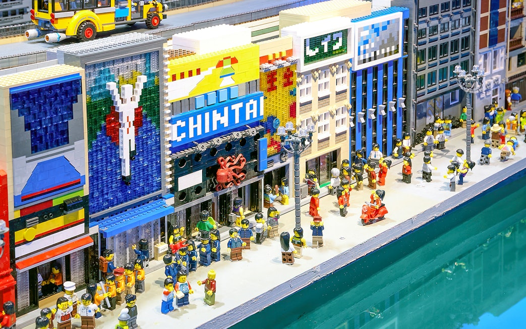 Lego model of Osaka street scene at LEGOLAND Discovery Center Osaka.