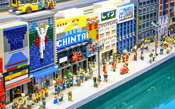 Lego model of Osaka street scene at LEGOLAND Discovery Center Osaka.