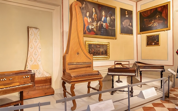 Musical instruments display at Accademia Gallery, Florence.