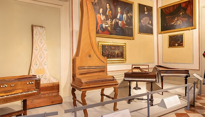 Musical instruments display at Accademia Gallery, Florence.