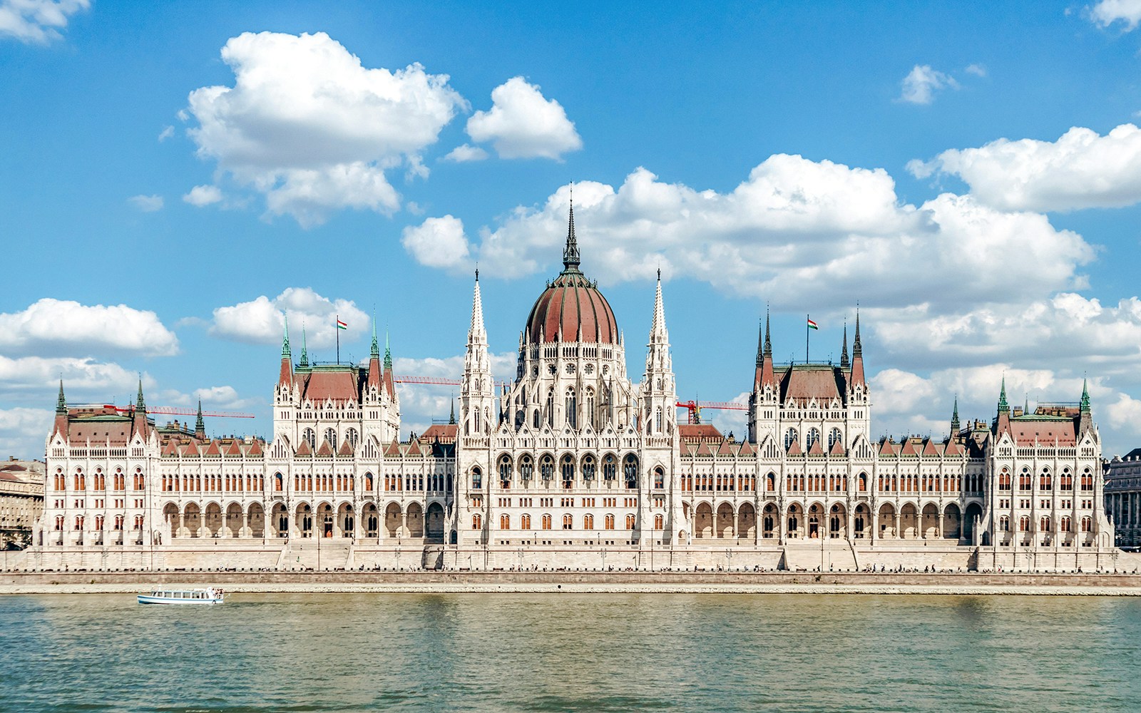Hungarian Parliament building along the Danube River in Budapest, Hungary.