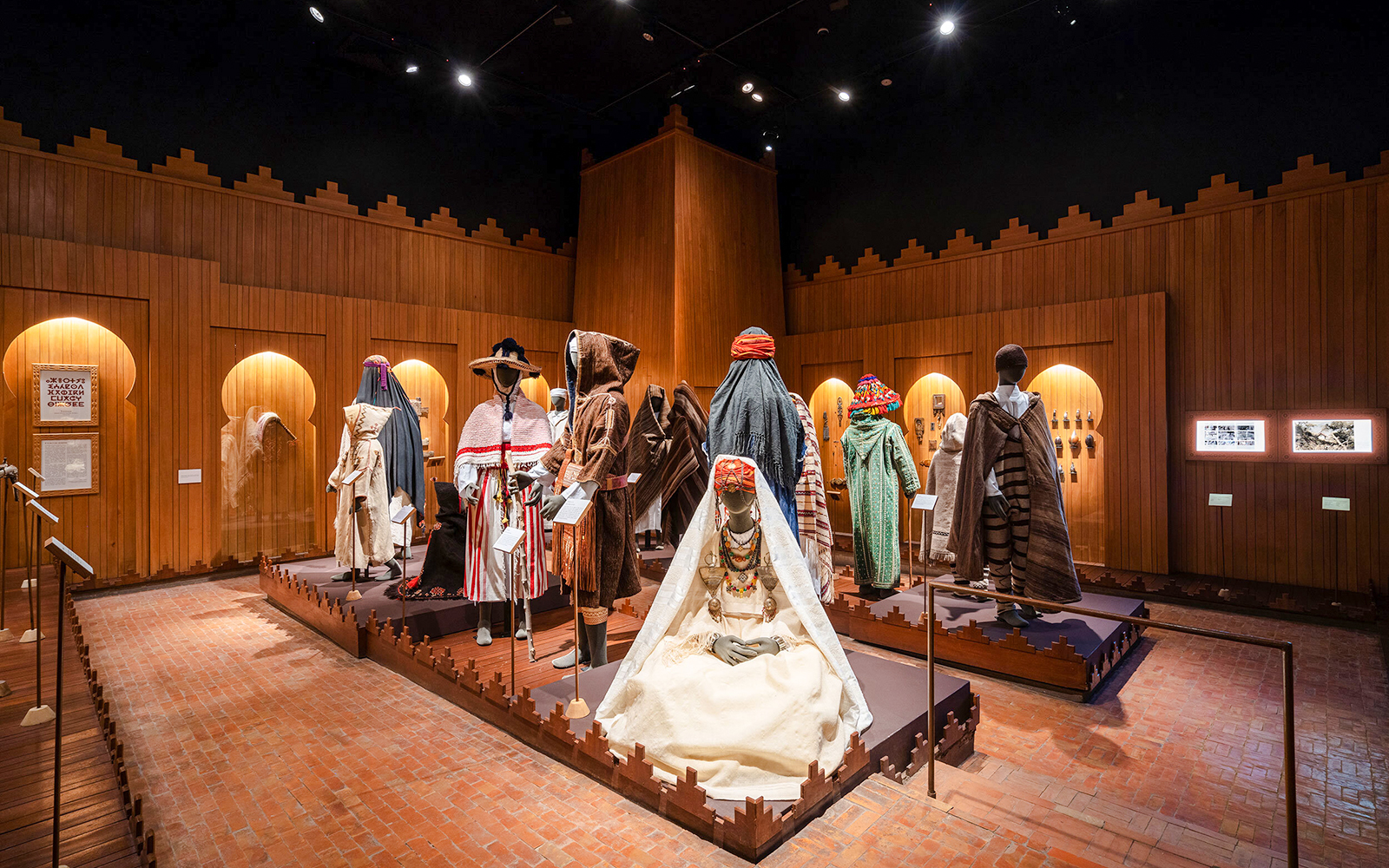 Traditional Berber clothing display at Berber Museum, Marrakech.