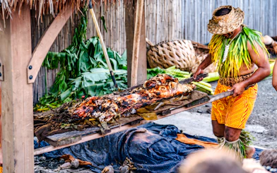 Traditional Hawaiian pig roast at Mauka Warriors Luau.