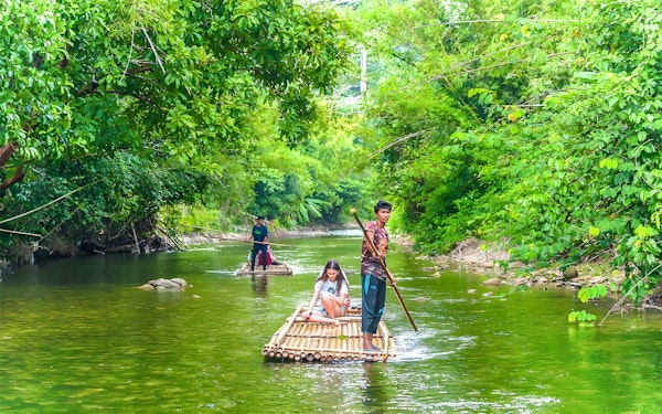 From Phuket: Bamboo Rafting, ATV Ride with Elephant Trekking & Bathing Experience