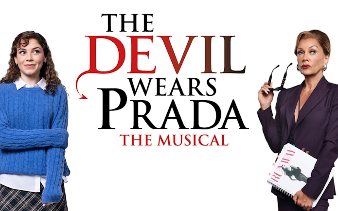 The Devil Wears Prada West End musical poster with two characters.