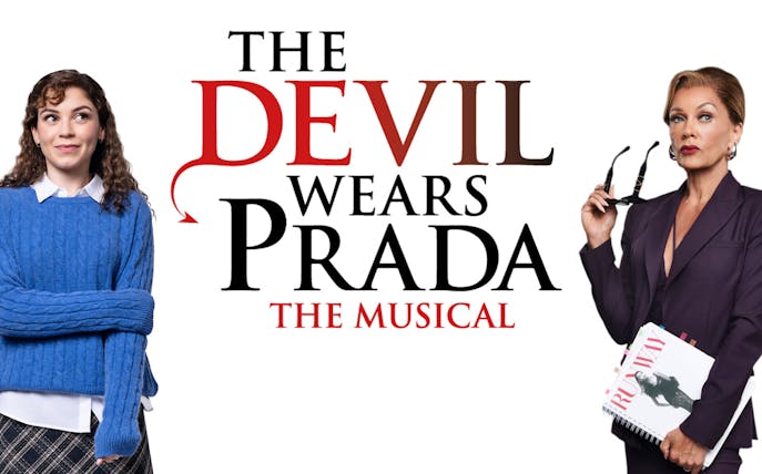 The Devil Wears Prada West End musical poster with two characters.