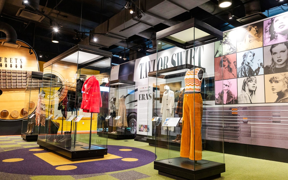 Exhibit of Taylor Swift's outfits at the Country Music Hall of Fame.