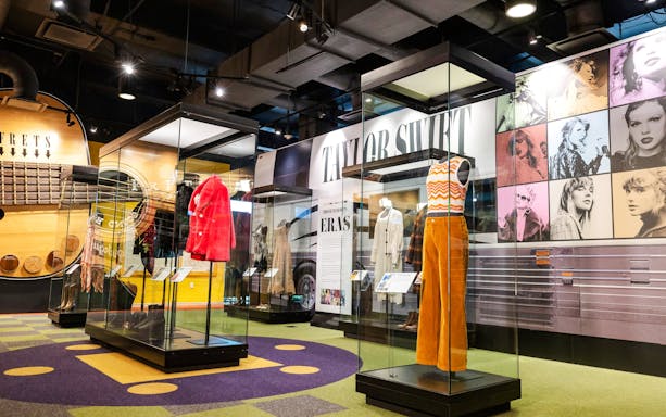 Exhibit of Taylor Swift's outfits at the Country Music Hall of Fame.