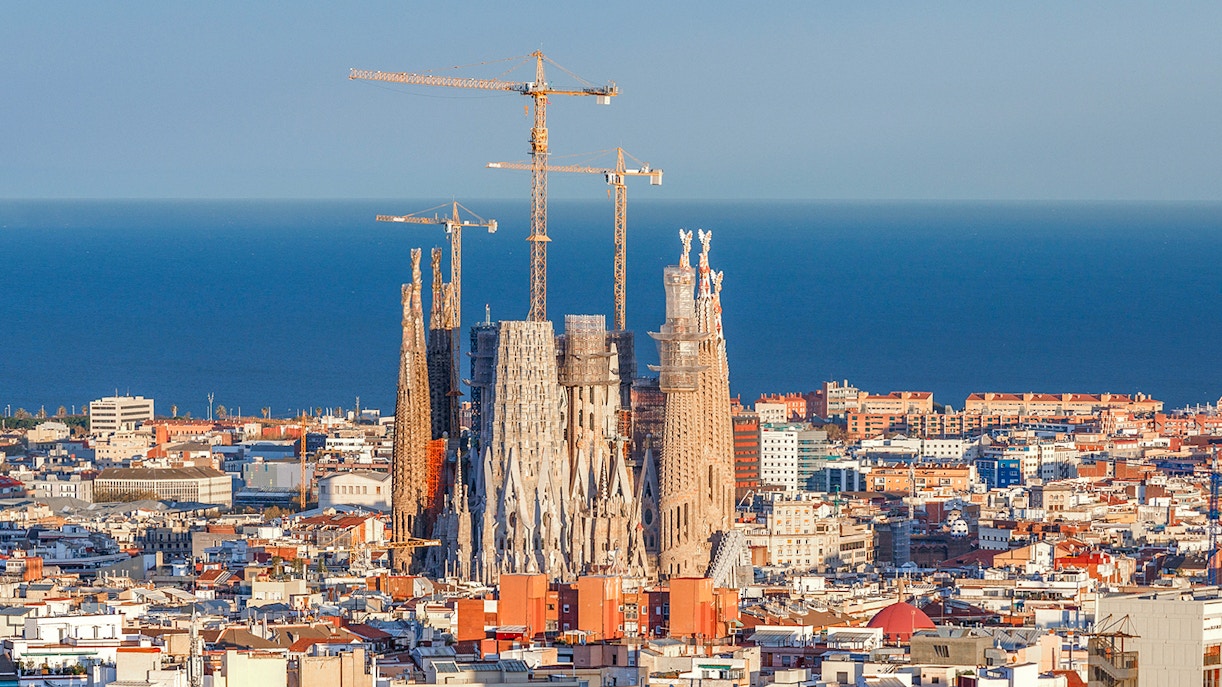 View of the Sagrada Familia from Montjuic cable car