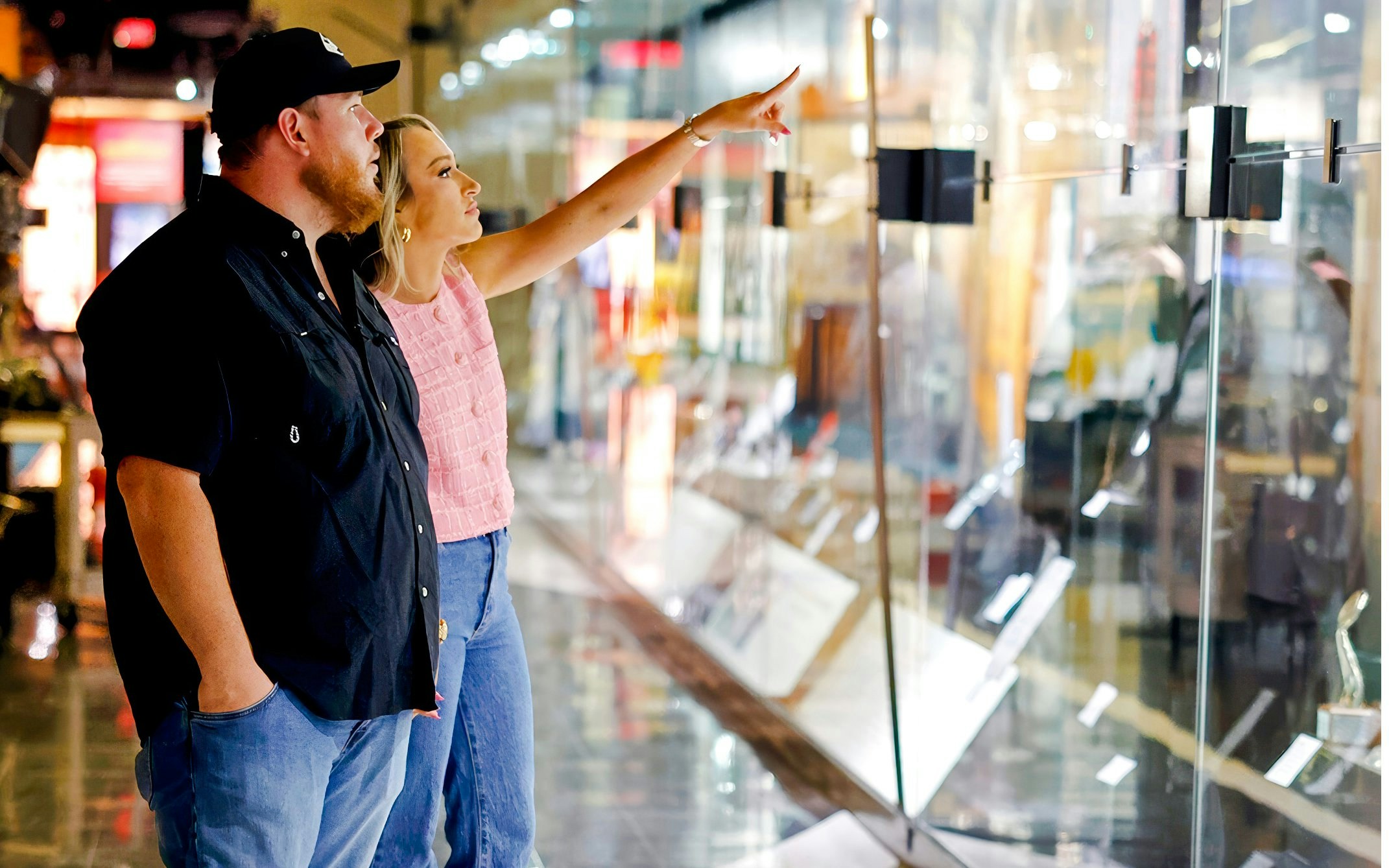 Visitors exploring exhibits at the Country Music Hall of Fame.