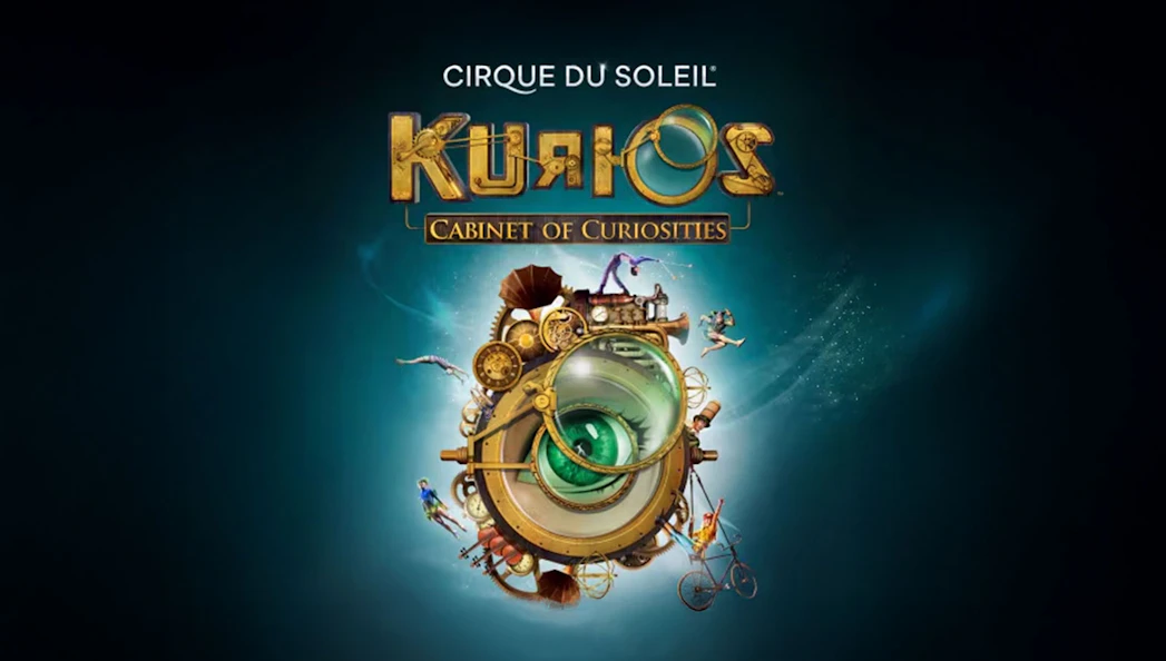 Cirque du Soleil Kurios logo with steampunk elements, Geneva show.