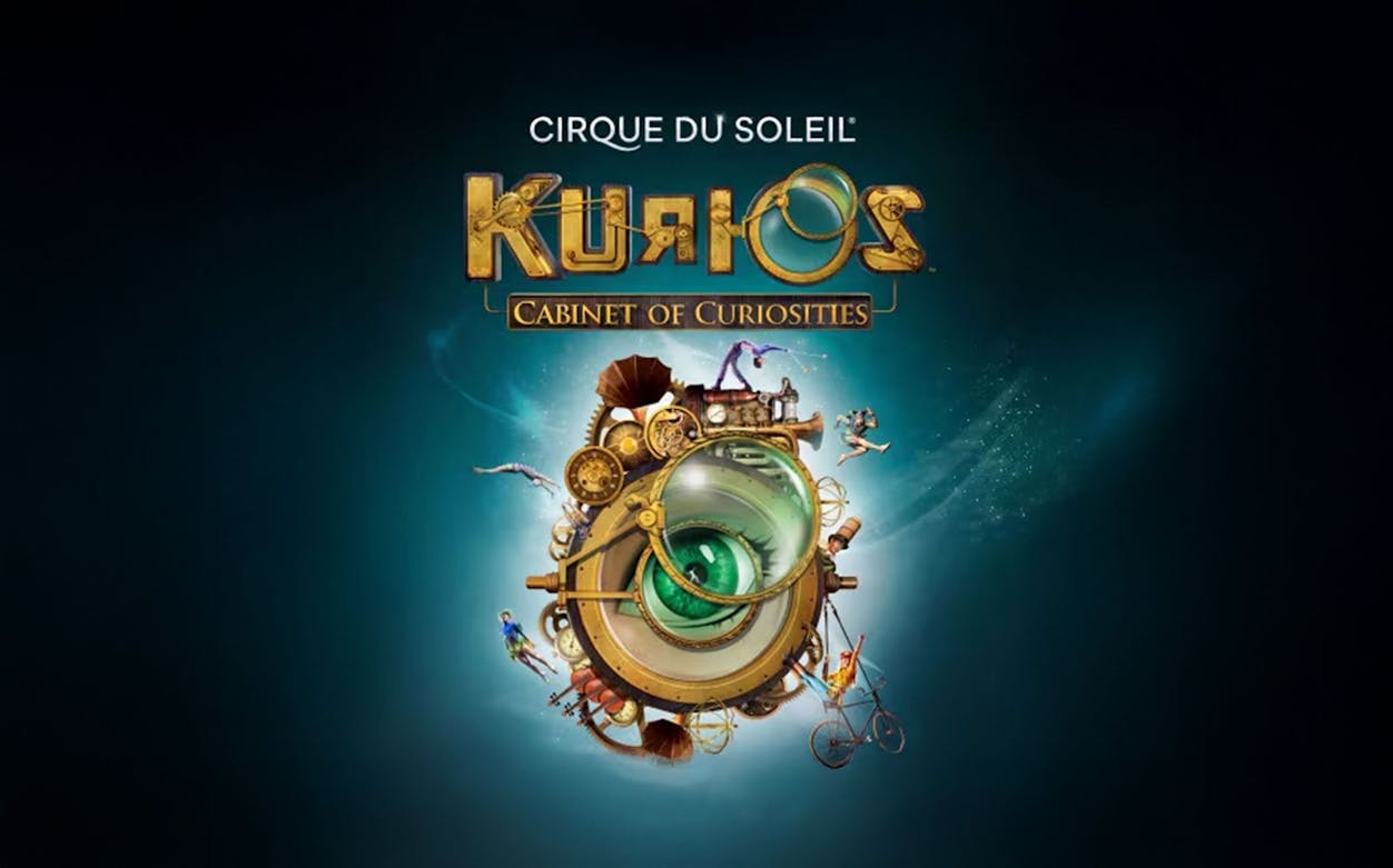 Cirque du Soleil Kurios logo with steampunk elements, Geneva show.