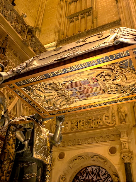 Tomb of Christopher Columbus inside Seville Cathedral.