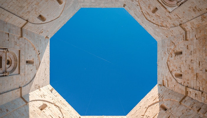 Castel del Monte in Andria, Puglia, showcasing its unique octagonal structure, a UNESCO World Heritage site.