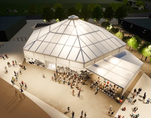 Kansai Pavilion at Expo 2025 in Osaka, Japan, with visitors gathering outside.