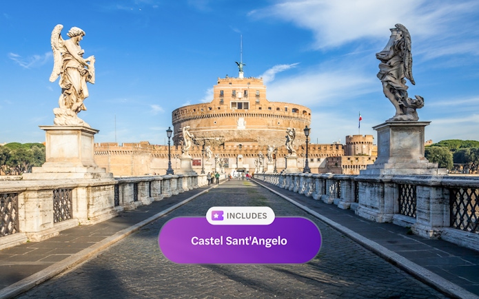 Castel Sant'Angelo in Rome with statues lining the bridge.