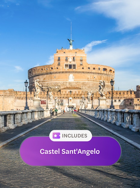 Castel Sant'Angelo in Rome with statues lining the bridge.
