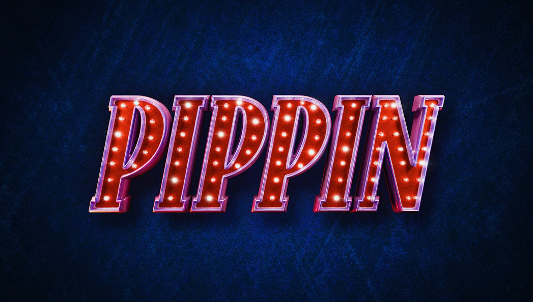 Pippin" in illuminated marquee letters on a dark background.