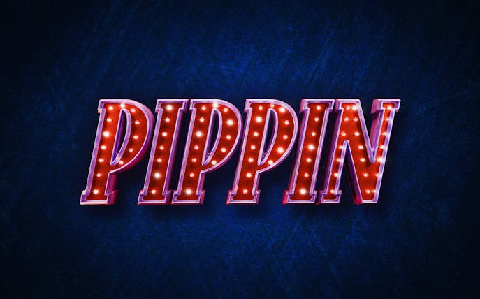 Pippin" in illuminated marquee letters on a dark background.