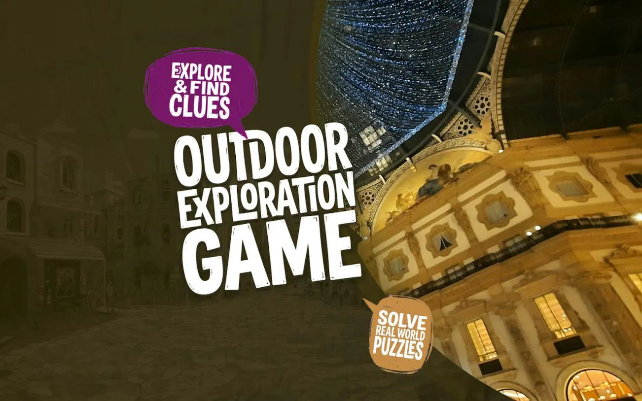 Outdoor exploration game in Milan featuring clues and puzzles.
