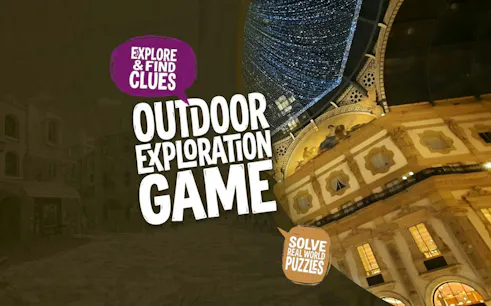 Outdoor exploration game in Milan featuring clues and puzzles.