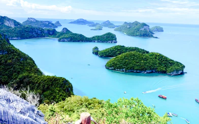 Ang Thong Marine Park islands viewed from a high vantage point, Koh Samui day tour.
