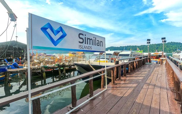 Similan Islands dock with boats ready for 1-day guided tour from Phuket/Khaolak.