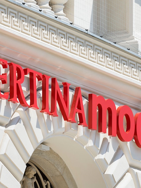 ALBERTINA MODERN entrance sign in Vienna.