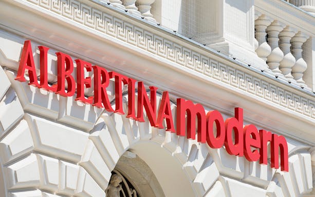 ALBERTINA MODERN entrance sign in Vienna.