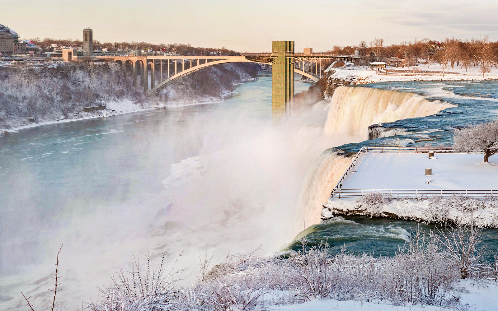 niagara falls Goat Island in winter