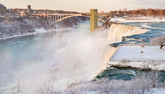 niagara falls Goat Island in winter