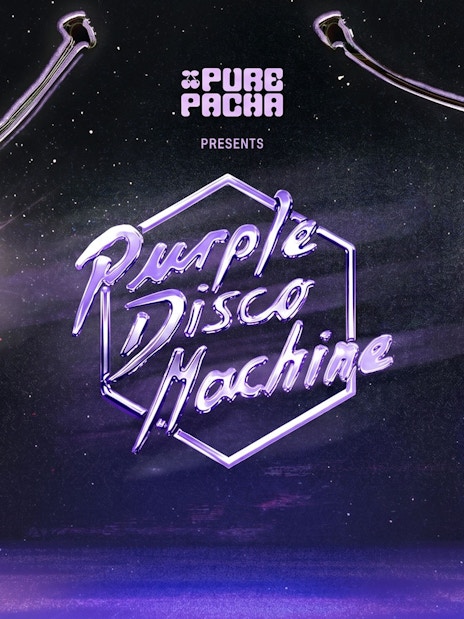Purple Disco Machine event at Pure Pacha, Ibiza with disco ball cherries.
