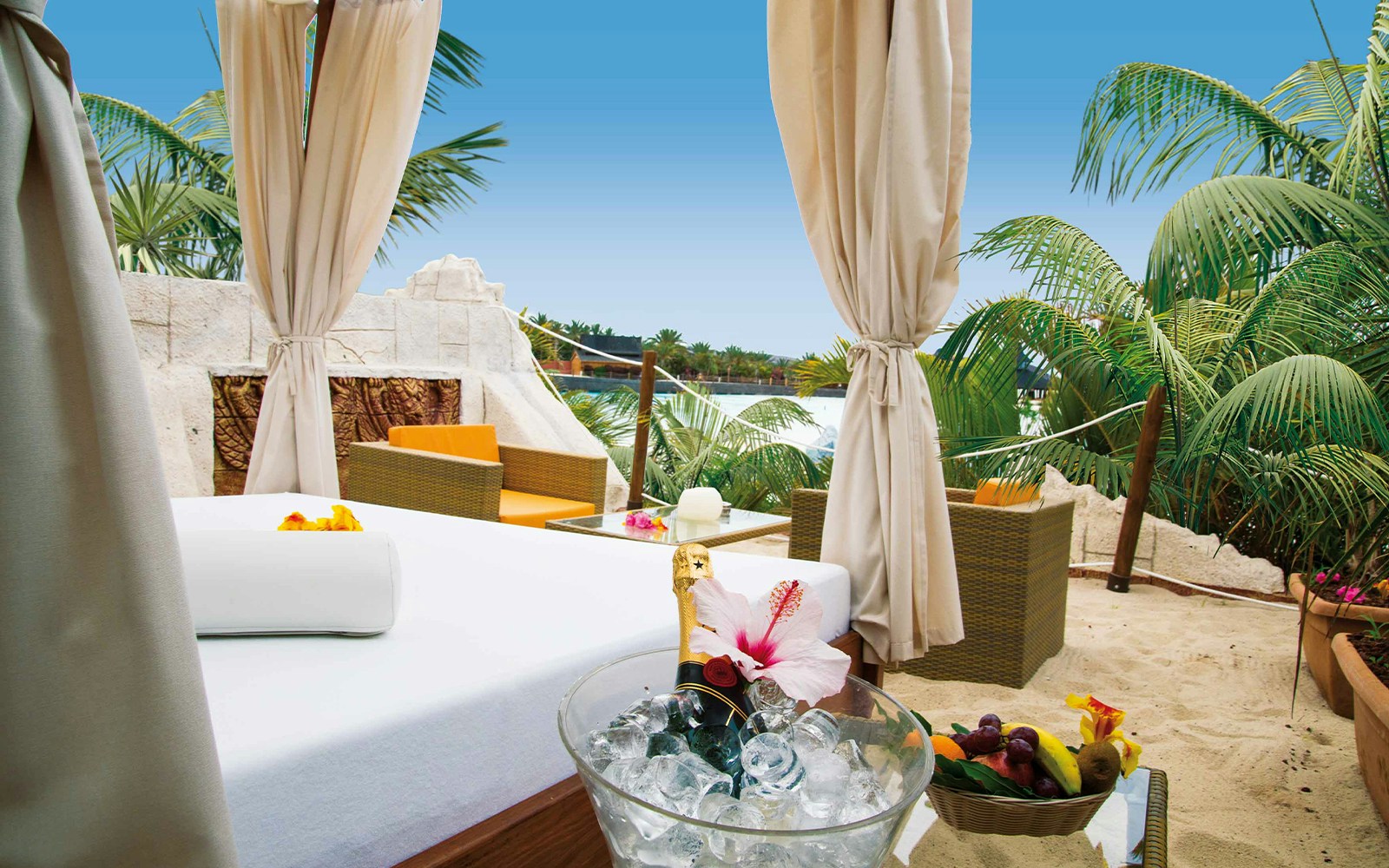 relaxing cabana view at siam park