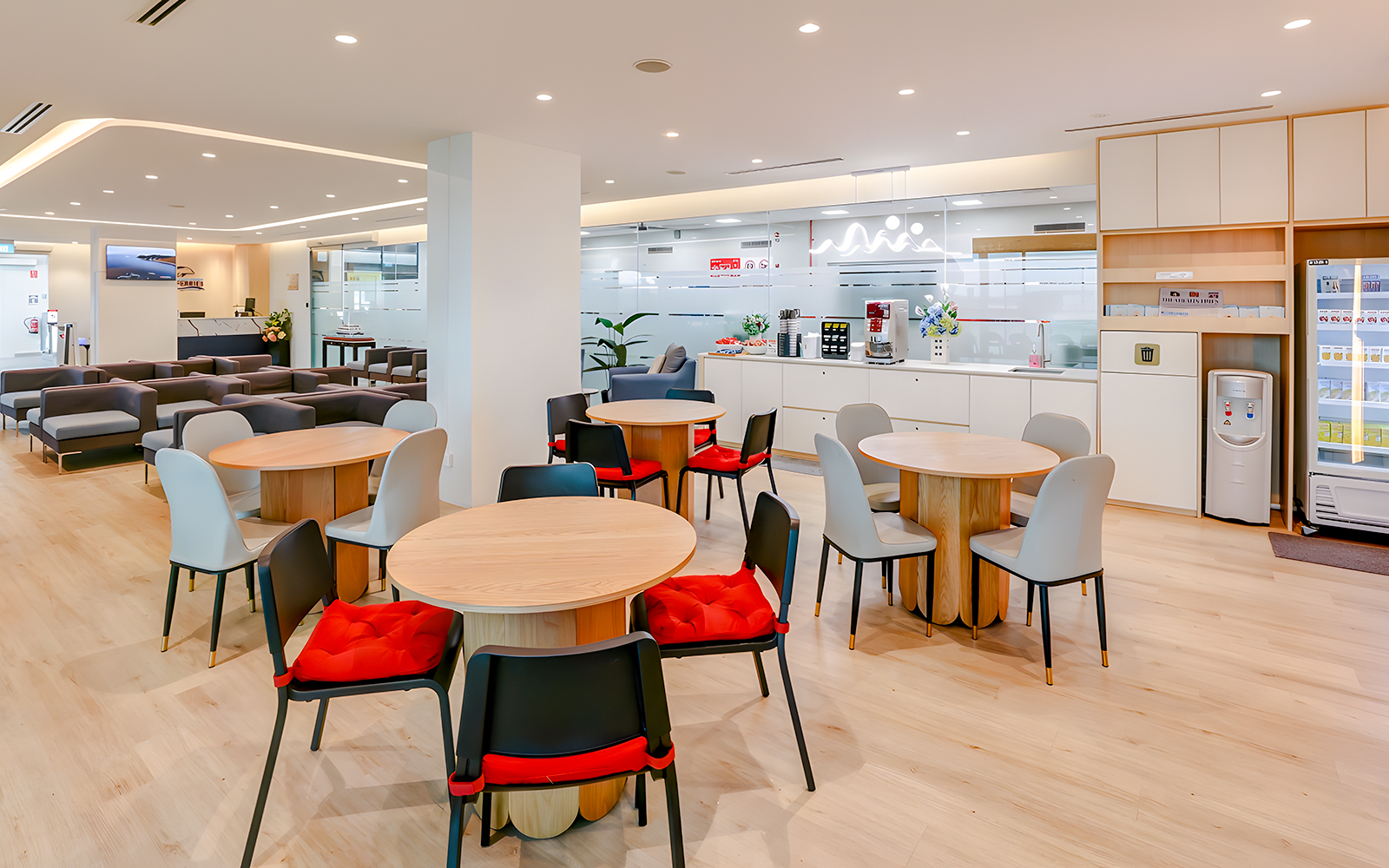 Ferry lounge interior with seating and café area on Singapore to Bintan Resorts route.
