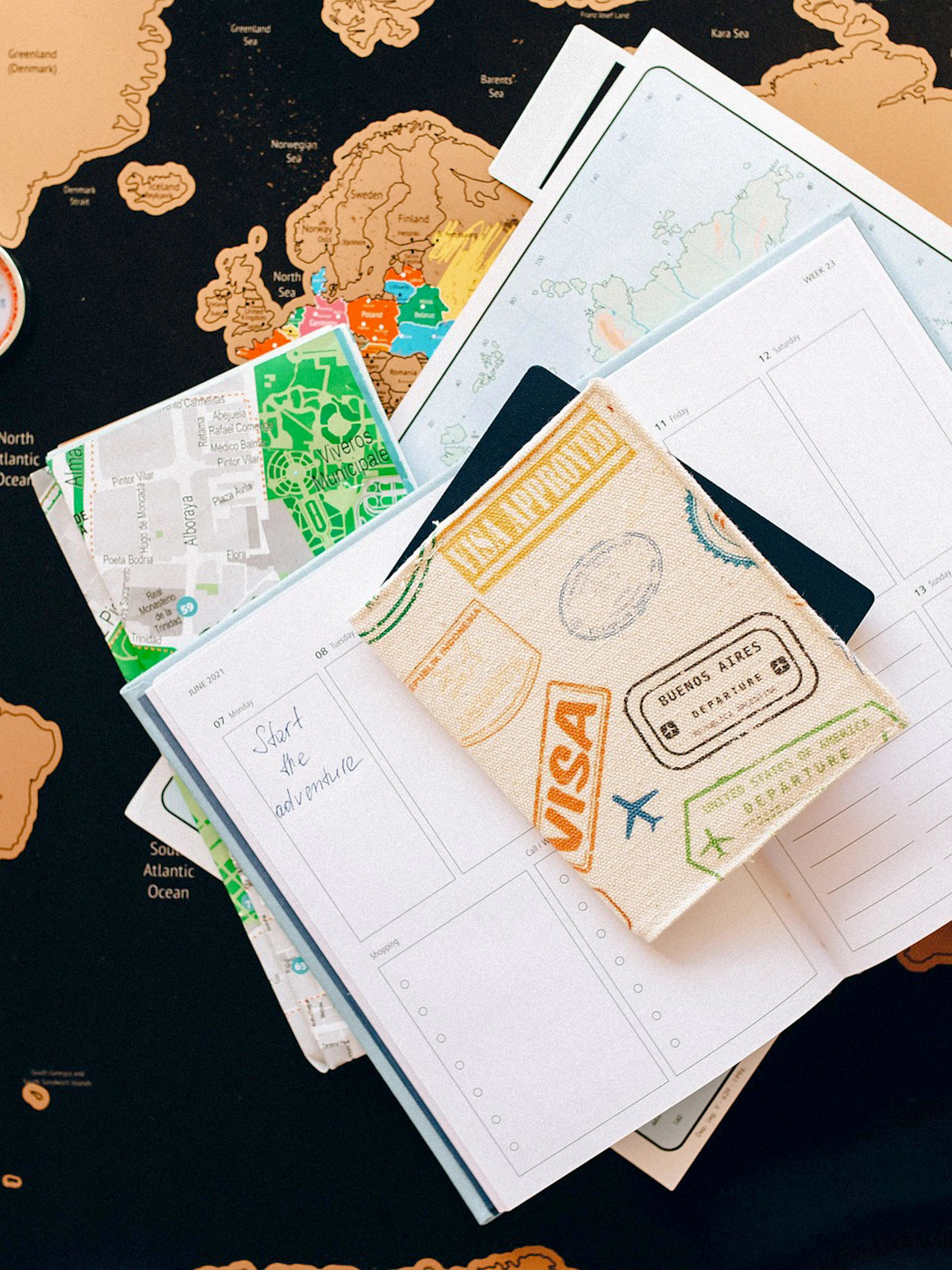 Travel documents and map for Vietnam E-Visa online service, Southern Vietnam tour planning.