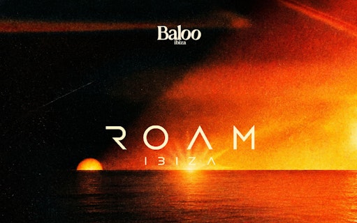 Roam party at Baloo Ibiza with sunset background on Wednesdays.