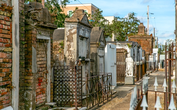 Tombs and statues in St. Louis Cemetery, New Orleans.