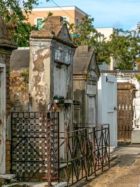 Tombs and statues in St. Louis Cemetery, New Orleans.