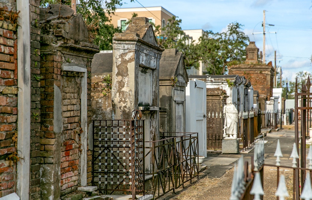 Tombs and statues in St. Louis Cemetery, New Orleans.