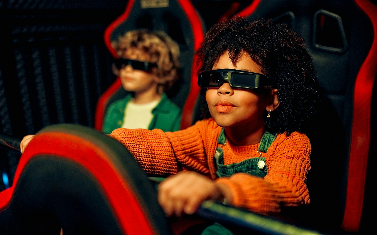 Visitors enjoying a 4D cinema experience at Zoomarine Algarve, Portugal.