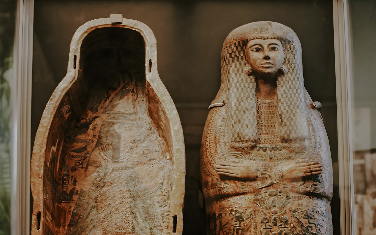 Ancient Egyptian sarcophagus exhibit at Smithsonian National Museum of Natural History.