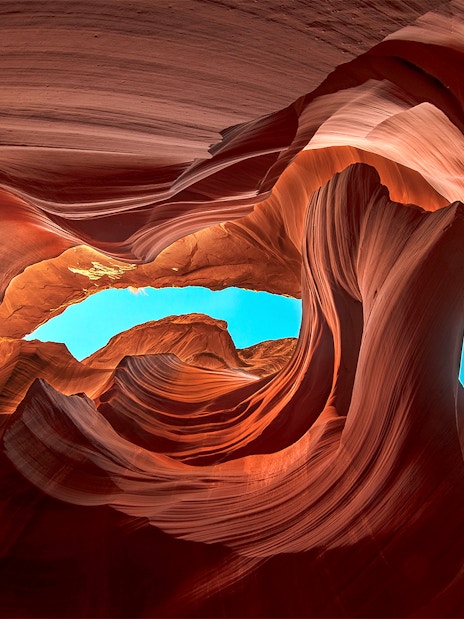 Lower Antelope Canyon's swirling sandstone formations, Arizona.